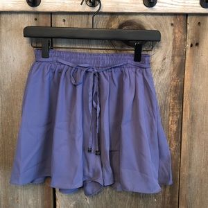 Amor Adore Blue Flowy High Waisted Shorts with Tie Belt Size Medium